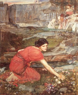 Maidens picking Flowers by a Stream [Study]