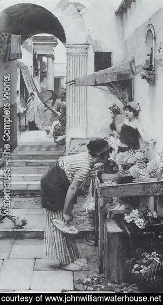 Waterhouse - A Flower Market, Old Rome 1886