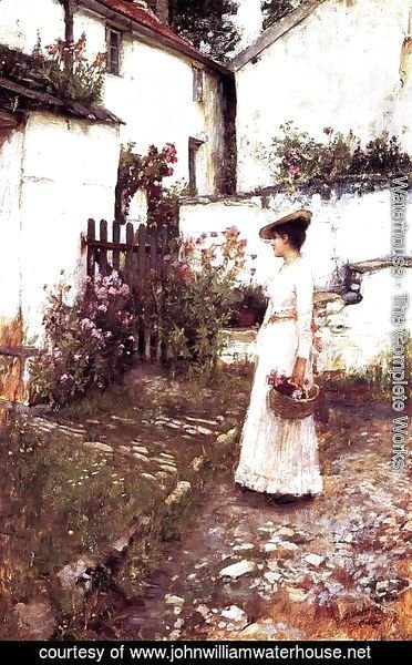 Waterhouse - Gathering Summer Flowers in a Devonshire Garden  1893-1910