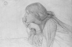 Waterhouse - Study of a Female Figure with Rosary  1890