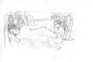 Waterhouse - Sketches including a study for 'Narcissus'